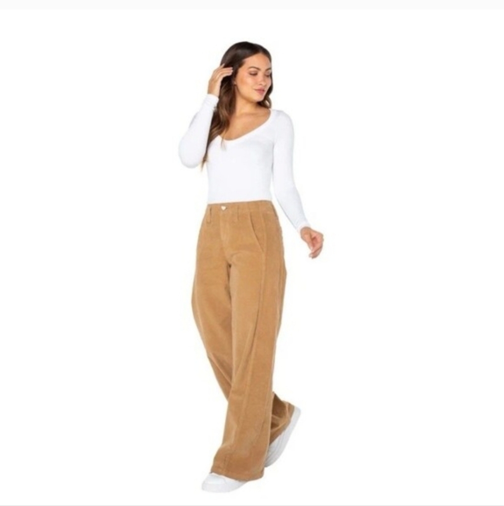 Celebrity Pink Y2K Womens High Rise Corduroy Wide Leg Pant Caramel Size 11/30